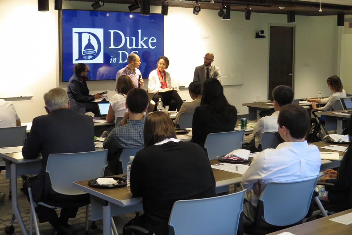 Panelist explore the science of artificial intelligence and how policies will shape its role in the US economy. Photo courtesy Duke in DC program.