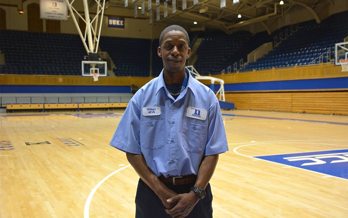 William Harris is a utility worker in University Environmental Services at Cameron Indoor Stadium.