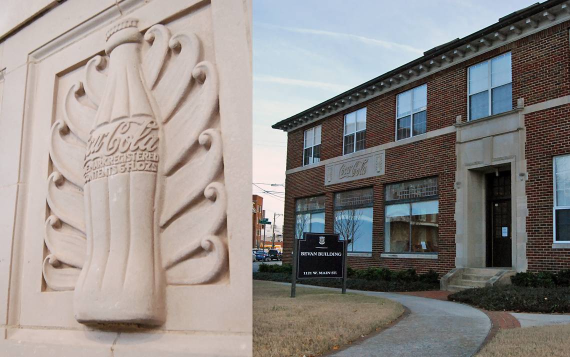 Reminders of the Bevan Building's days as a Coca-Cola bottling plant can be seen on the building both inside and out.