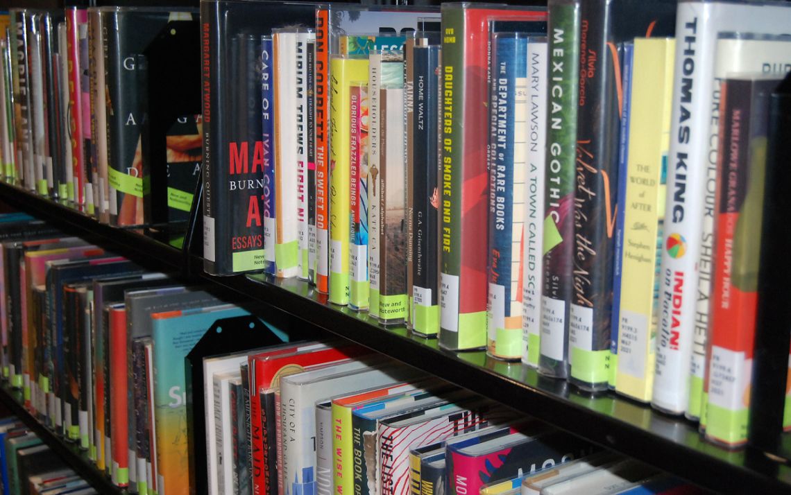 Books are ready to be checked out from the shelves at Perkins Library. Photo by Jack Frederick.