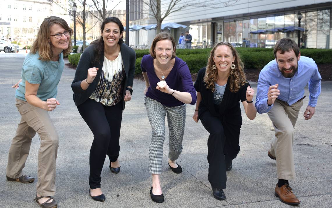 (Left to right) Heidi Staub, Janna Howard, Stephanie Bryant, Katelyn Bryant-Comstock and Andrew MacIntyre.