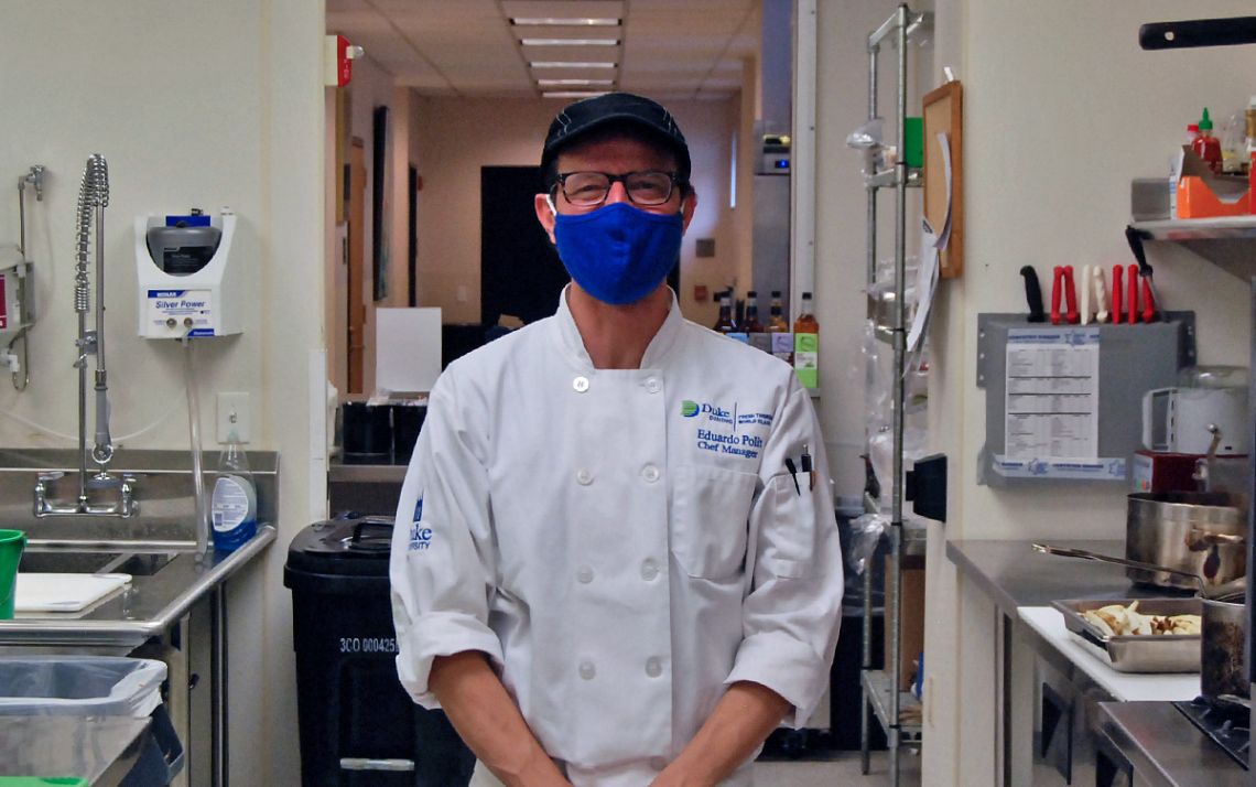 For Freeman Center Café chef manager Eduardo Polit, cooking every day is a dream come true. Photo by Jack Frederick.