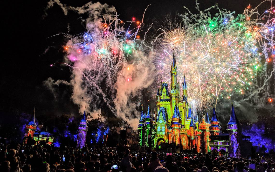 Fireworks above a castle.