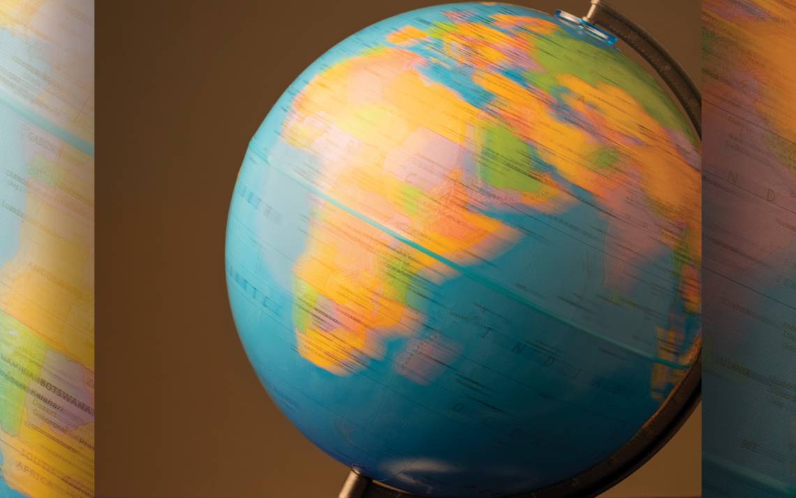 A spinning globe.