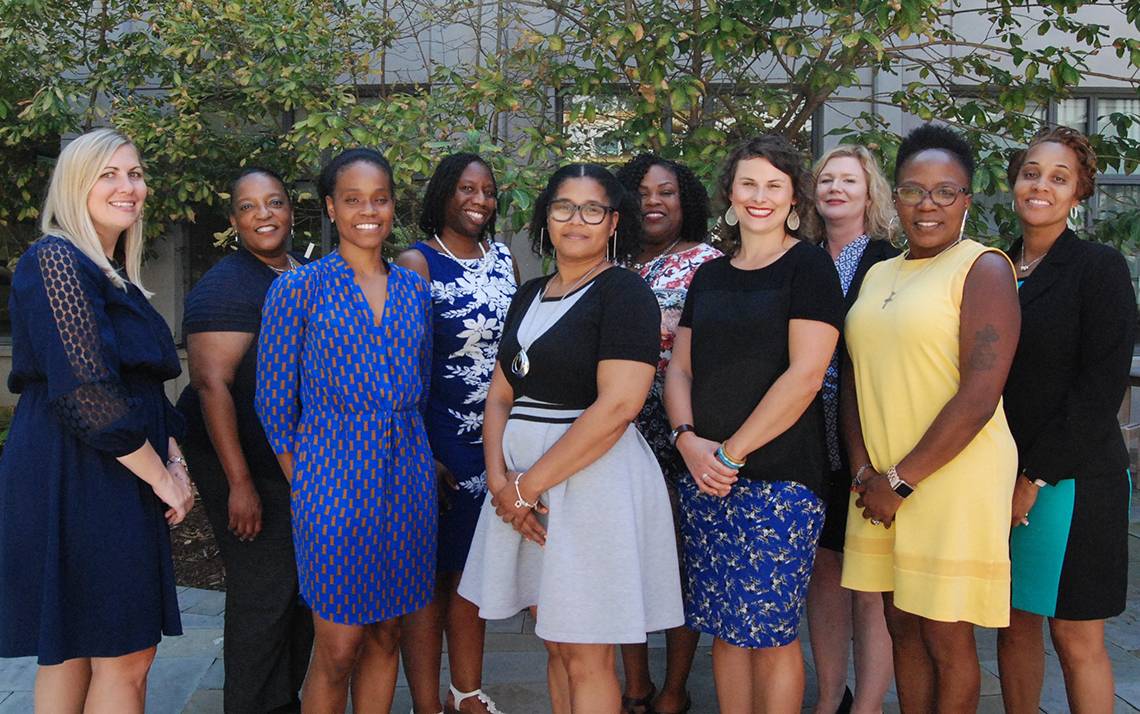 The Duke University School of Nursing's Emerging Leaders are, from left to right, Niki Theobald, Izy Obi, Christian Douglas, Denise Williams, Wendy Perry, Selnatta Vereen, Caroline Bishop, Jennifer Meyer Dare, Tina Johnson and Tondelaya George.