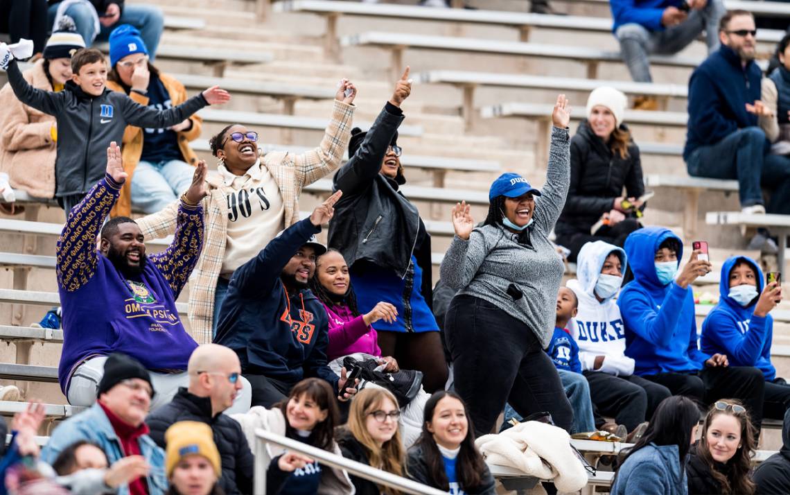 Fans cheer on the Duke football team during the Employee Kickoff Celebration on Saturday. Photo courtesy of Duke Athletics.