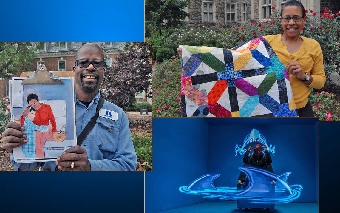 Duke employees Jimmie Banks, left, Beky Branagan, top right, and Jessi Cruger, bottom right, have found creative ways to express themselves.