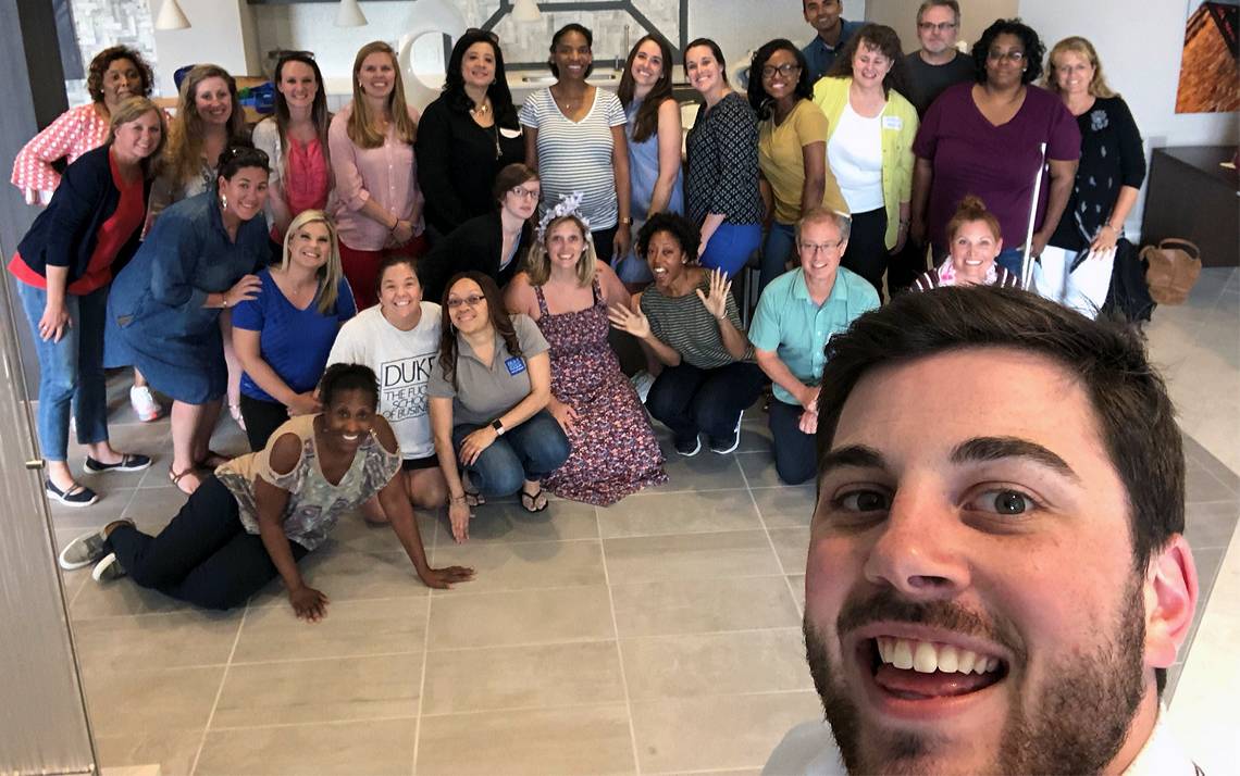 The Fuqua School of Business' Admissions team snaps a selfie at a staff retreat. Photo courtesy of Shari Hubert.