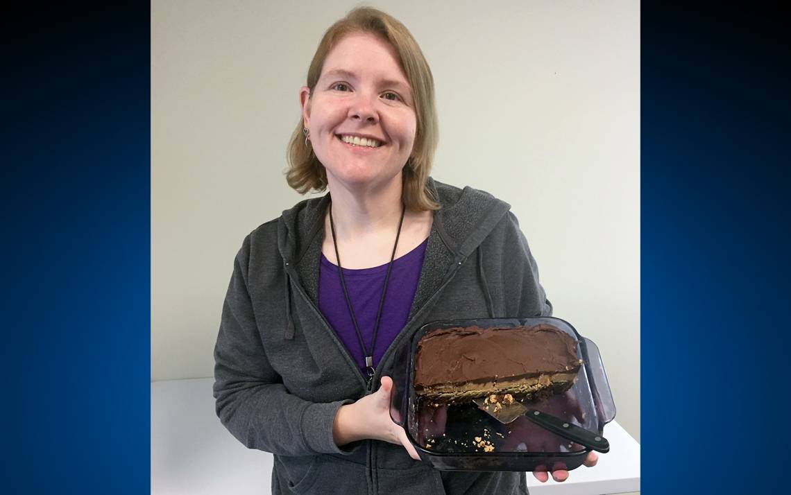 Heather Mabry, nursing informatics specialist for Duke Health Technology Solutions, made Buckeye Brownies with peanut butter and chocolate chips. Photo courtesy of Heather Mabry.