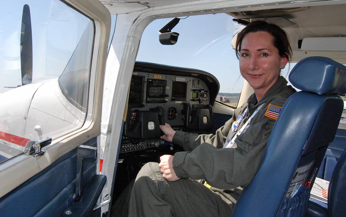 Wendy Lesesne in an airplane.