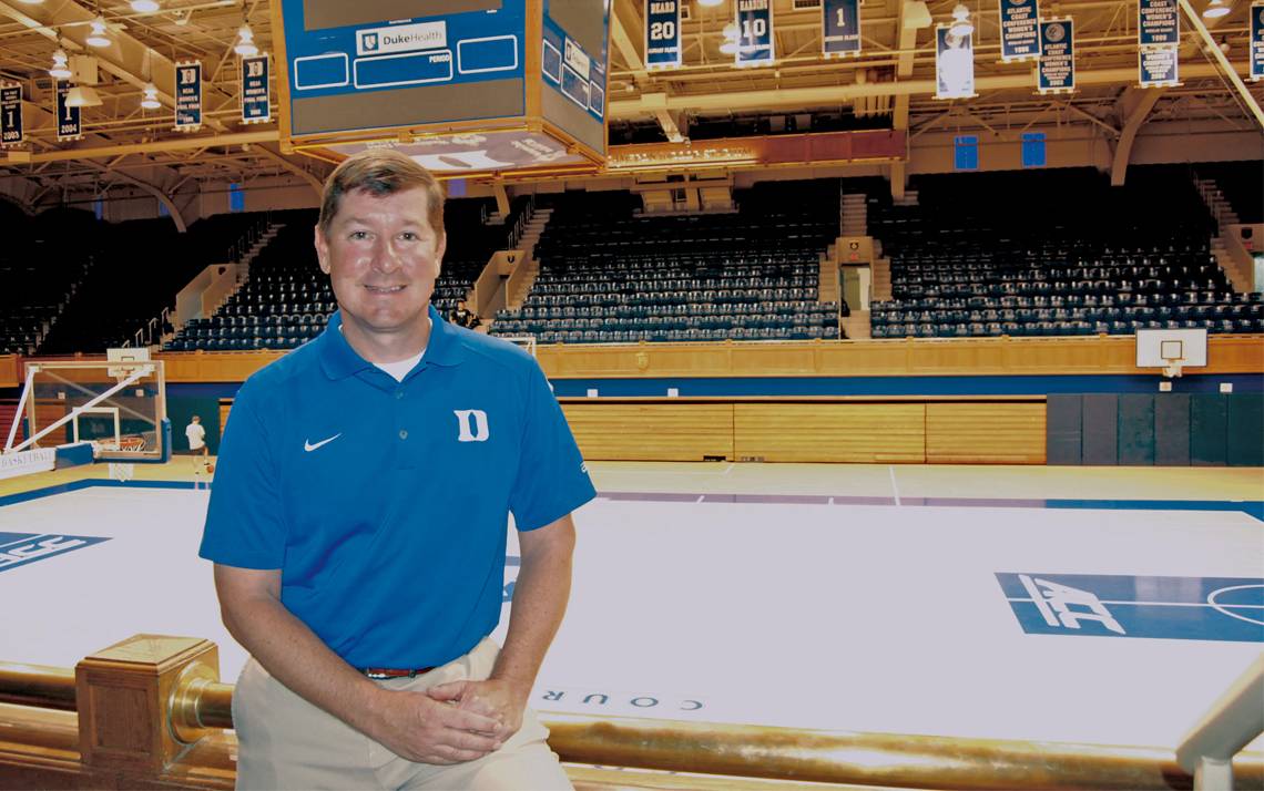 Lindy Brown has worked in Duke's Sports Information office for two decades. Photo by Stephen Schramm.