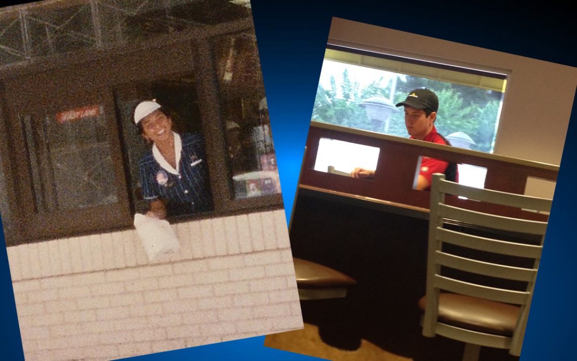 Working@Duke's Leanora Minai, left, and Jack Frederick, both worked at McDonald's for their first jobs. 