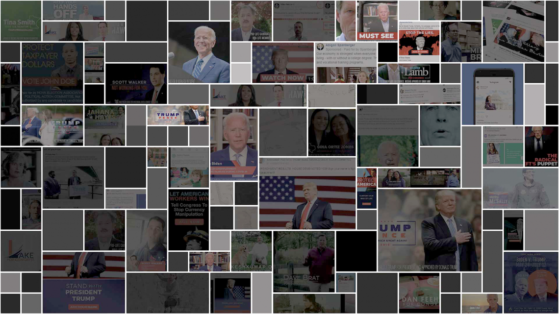 montage of digital political ads from the 2020 campaign