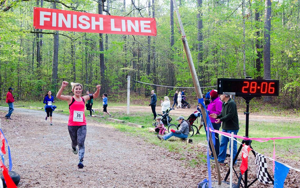 The Pine Cone Pacer winds through Duke Forest and is open to walkers and runners who want to enjoy Duke’s living laboratory. Photo courtesy of Duke Forest.