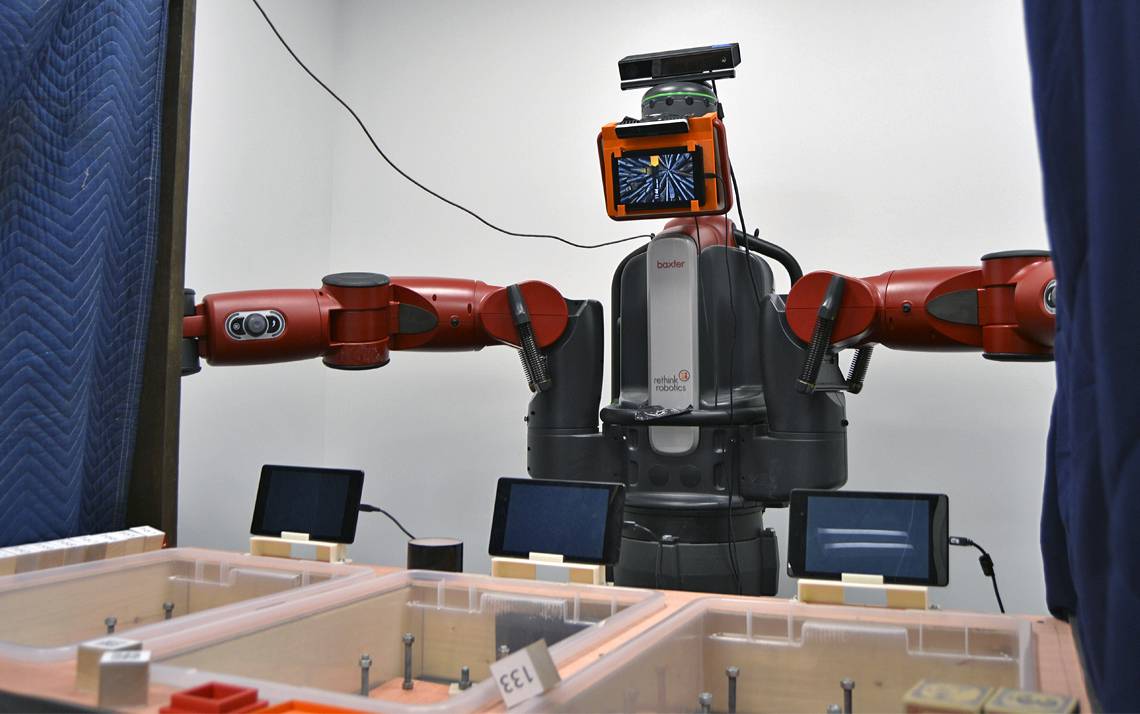 This robot, used in the Humans and Autonomy Lab, is one of several research efforts related to human-robot interaction.