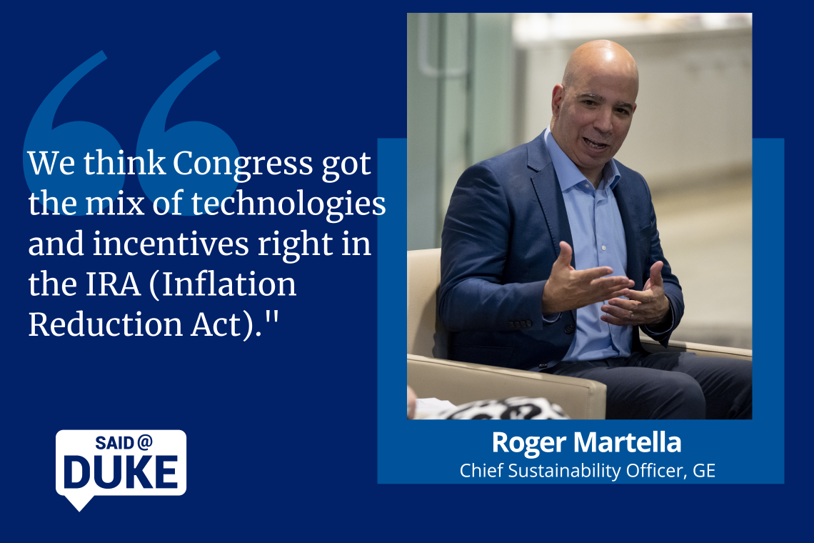 Said@Duke: GE Sustainability Officer on Inflation Reduction Act