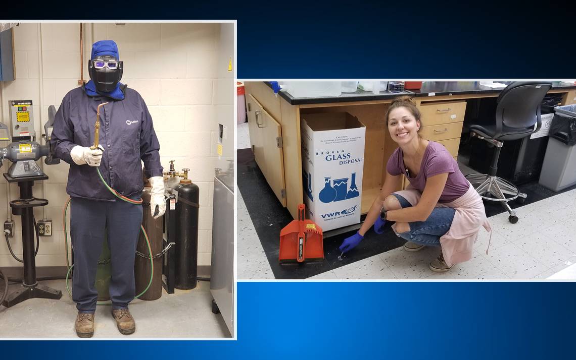 Greg Bumpass, left, and Lauren Macadlo, right, were the grand prize winners of Duke's National Safety Month challenge.