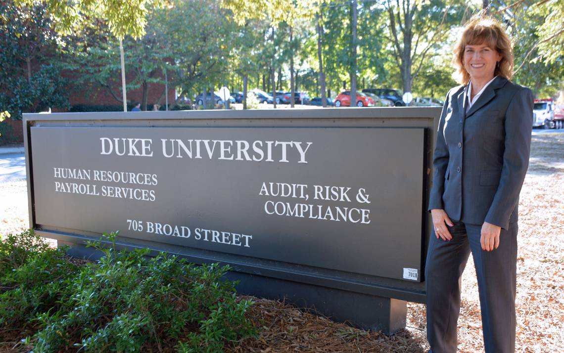 Sara Howe helps Duke employees understand their retirement plan options. Photo by Jonathan Black.