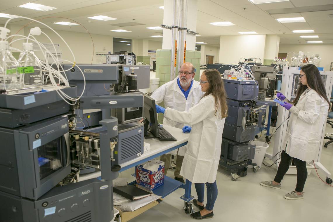 Duke’s genomic sequencing core in the Chesterfield building (shown here in 2019) has been reading the genomes of covid-positive samples from Duke’s campus and hospitals. (Jared Lazarus)