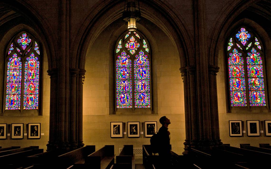 The stained glass windows of Duke Chapel.