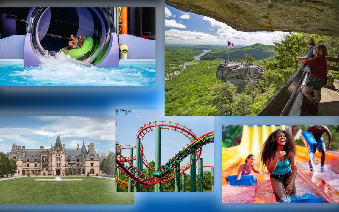 Duke employees can receive discounts to Wet 'n Wild, Chimney Rock State Park, the Biltmore Estate and King's Dominion and Soak City. Photos courtesy of each park.