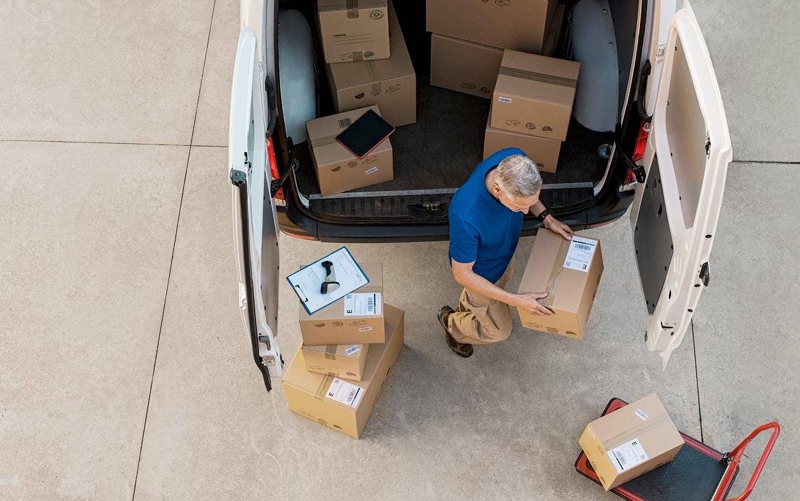 Delivery truck unloading