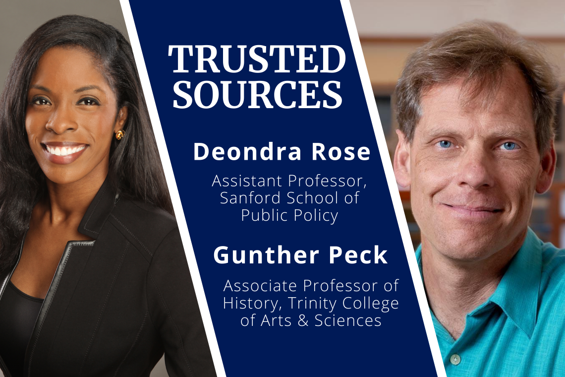 Duke professors Deondra Rose and Gunther Peck