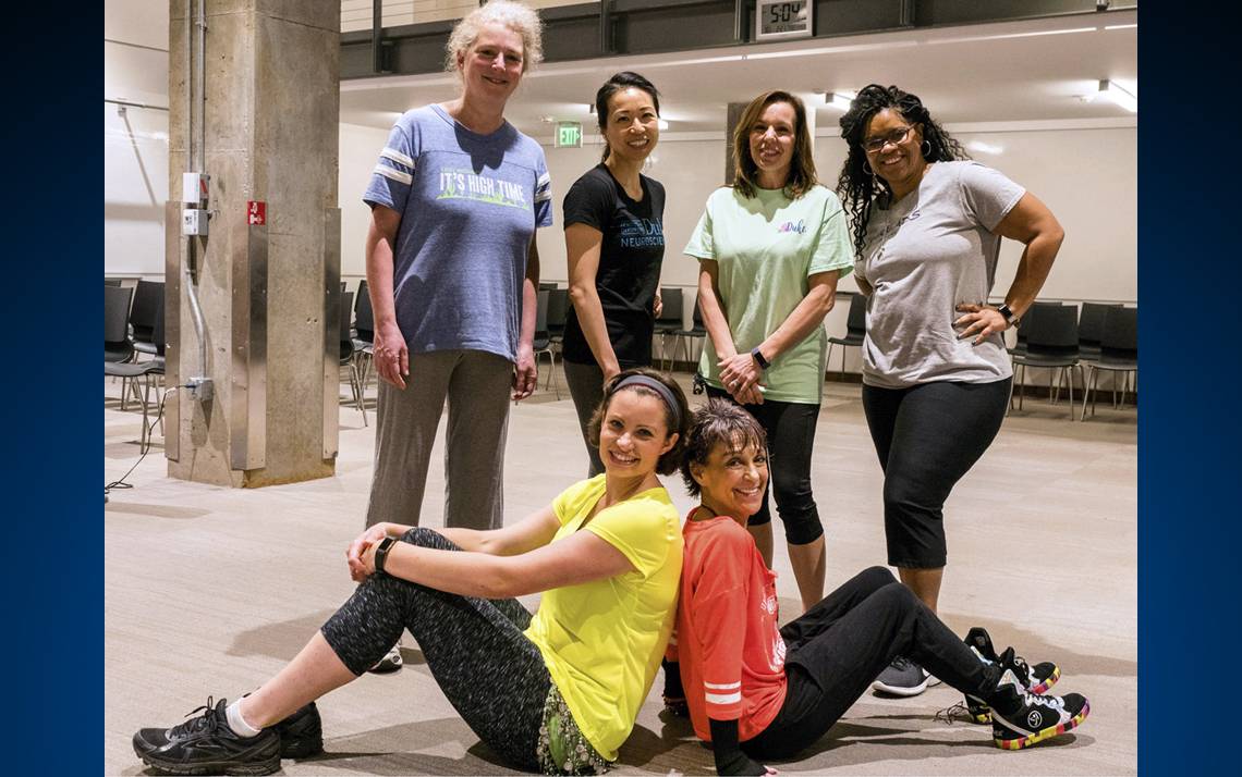 Tyler Lee, in the yellow, organized a Zumba class for her Get Moving team