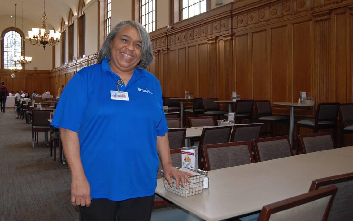 Duke Dining's Valerie Williams has been a familiar face to Duke students for several decades. Photo by Stephen Schramm.