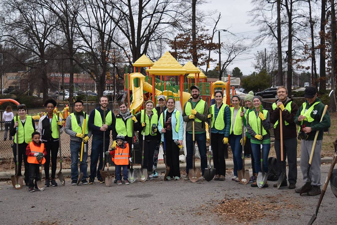 Nicholas School MEM students planted trees in Walltown as part of the offsets program.