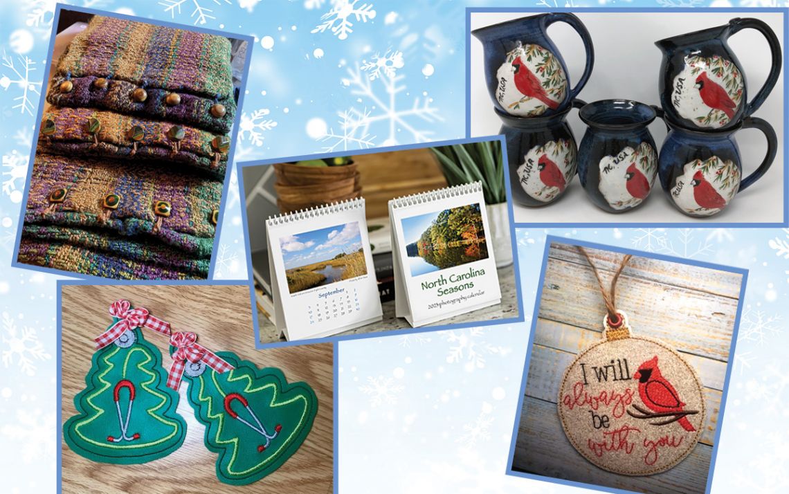 Knitted goods, calendars, mugs and ornaments.