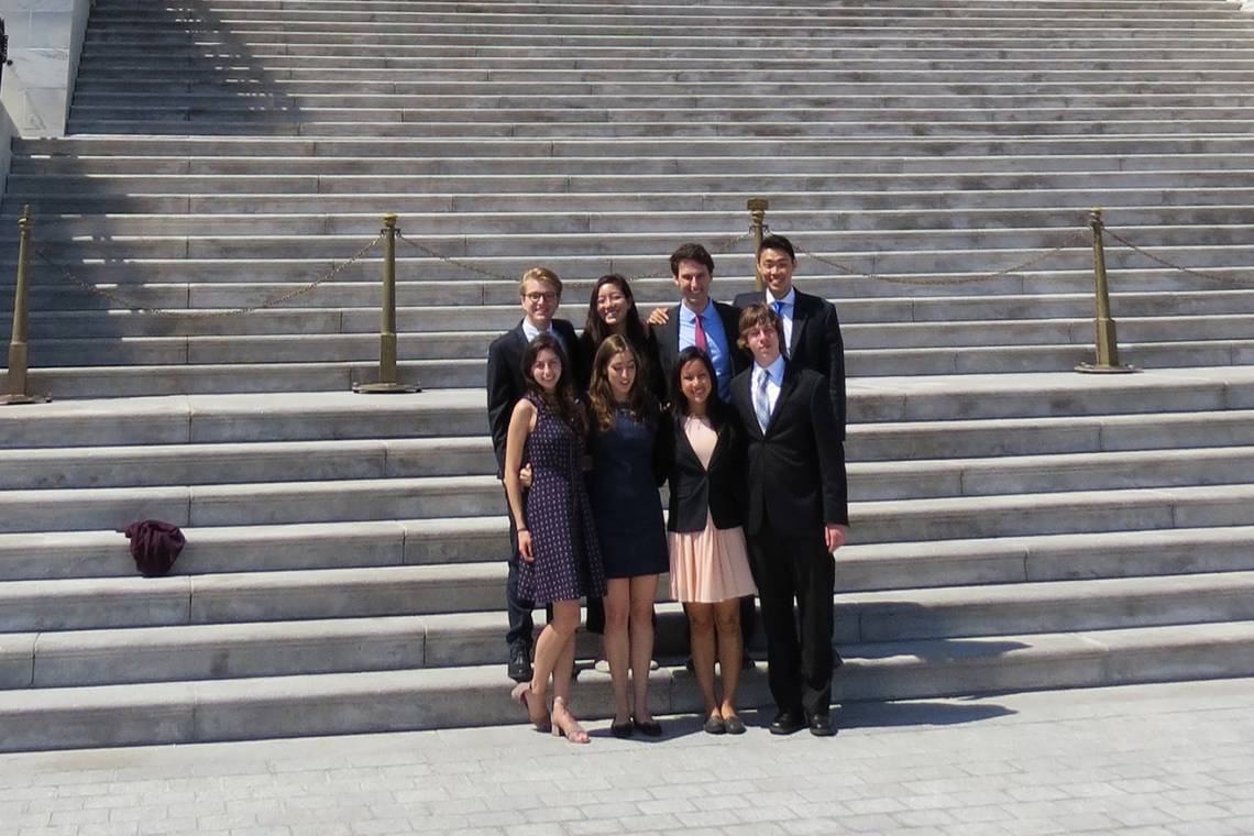 Duke students outside of the Capitol where they advocated for federal research for funding.