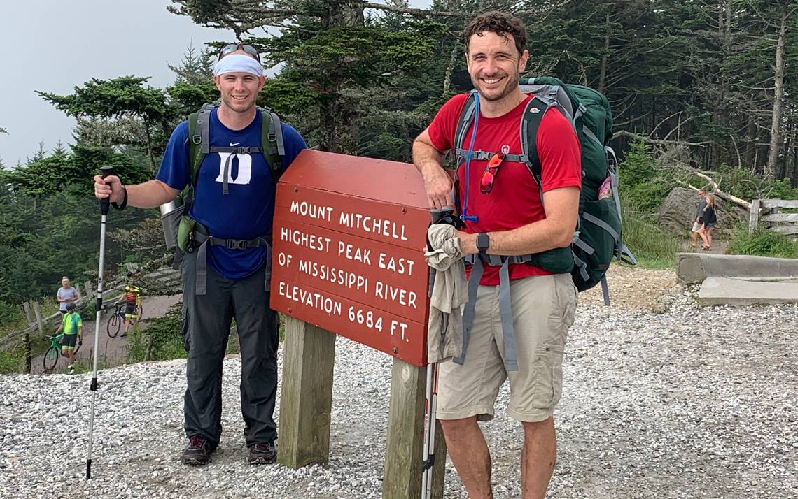 Duke Athletics employee Brendan Heitz, left, hiked Mount Mitchell in North Carolina with his brother, Cory, last July. Photo courtesy of Brendan Heitz.