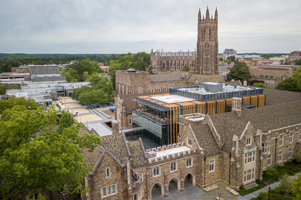 Aerial photo of Bryan Center plaza