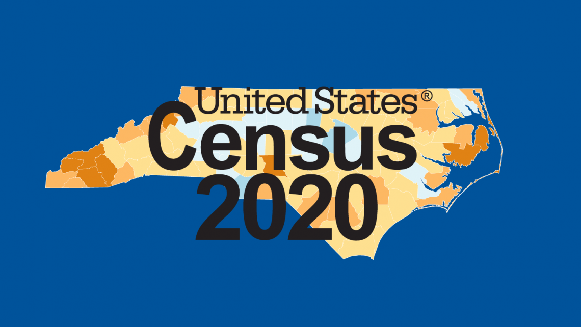 The U.S. Census logo over a map of North Carolina counties
