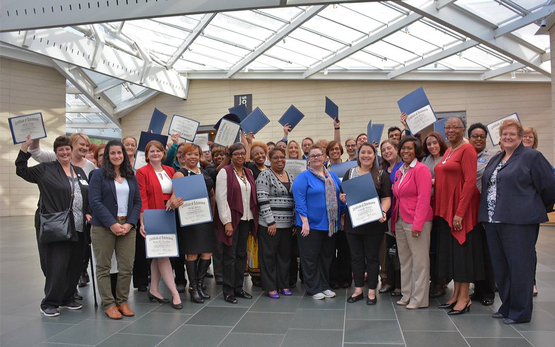 Learning & Organization Development celebrated 48 employees who received certificates of excellence for completing professional development tracks.