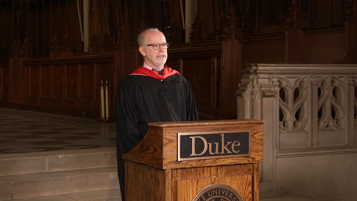 Christoph Guttentag welcomes the Class of 2024 during the virtual convocation.