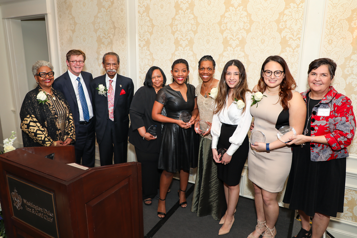 The Cook Society winners pose for a photo with President Vincent Price