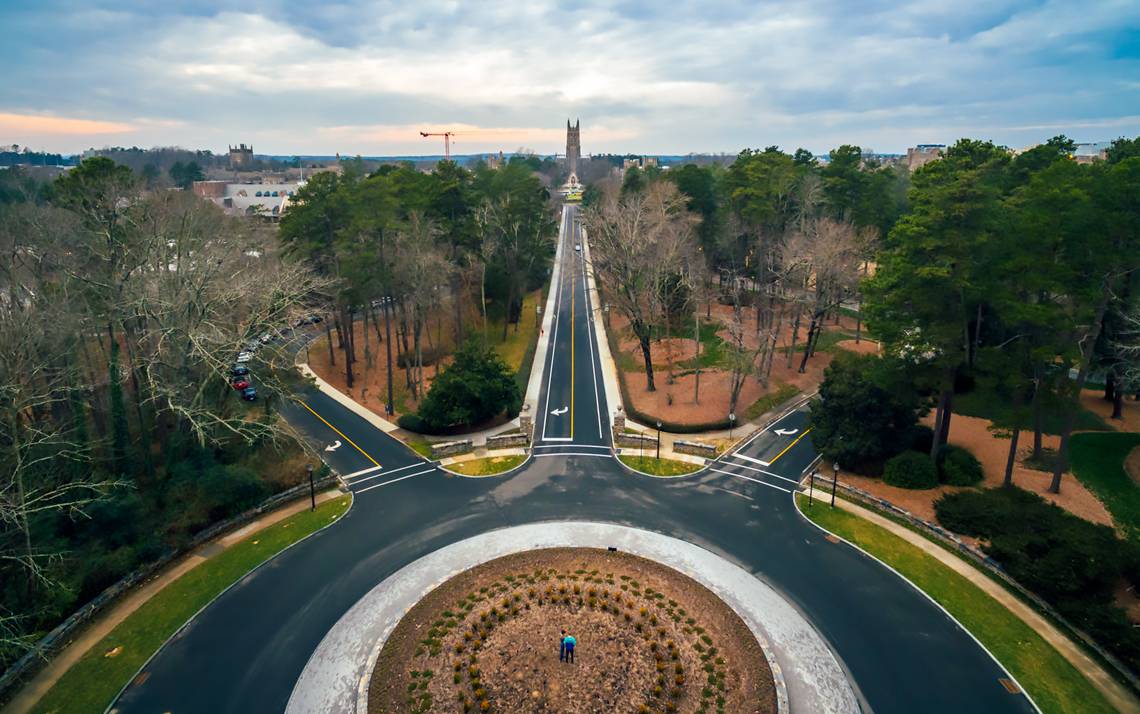 Flying drones have been used across campus for recreation and education. To help guide proper use of the aerial vehicles, Duke has created policies for the campus community and visitors. Photo by Estlin Haiss.