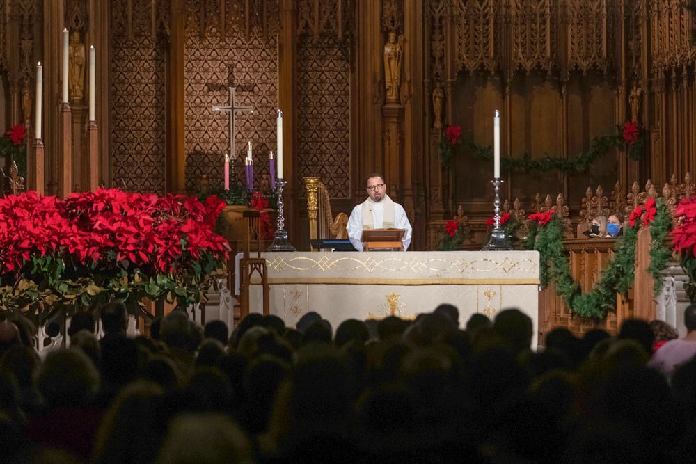 Rev. Luke Powery speaking at the 2021 Duke Chapel Christmas service.