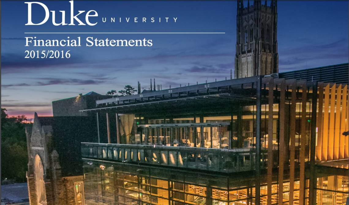 The new financial report provides details about Duke investments, revenues and expenses.