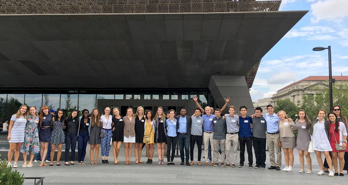 Kenan Ethics FOCUS cluster in front of the Museum of African American History and Culture in Washington DC. Picture courtesy Christian Ferney.