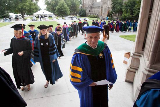 Faculty enter the Founders' Day ceremony in 2013. Photo by Duke Photography