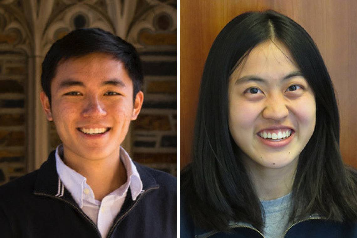 2017 Goldwater Scholarship recipients John Lu and Karen Xu