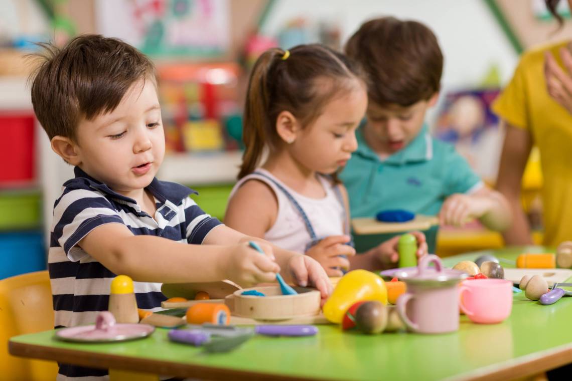 children playing together at school