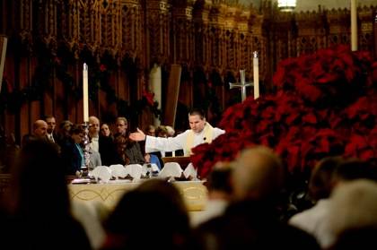 The Rev. Bruce Puckett presides at a communion service in Duke Chapel.