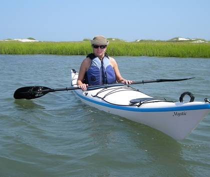 Denise Haviland kayaking on the Intercoastal Waterway near Swansboro, N.C.  Photo courtesy of Denise Haviland.