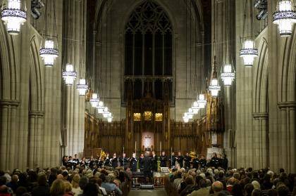 The Duke Vespers Ensemble performs in Duke Chapel. The group has released a new CD recorded live in the chapel.