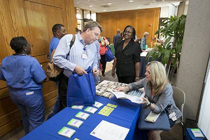 Duke employees attend the Financial Fitness Week information fair in 2015. Photo by Duke Photography