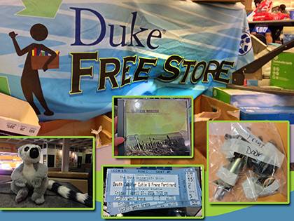 Faculty, staff and students can find a slew of items at the Duke Free Store. Duke community members can stop by Feb. 14 and 28 inside the Bryan Center. Photos by Bryan Roth.